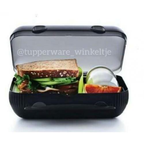 Nieuwe Tupperware Zwarte Snack Pack Broodtrommel lunch doos