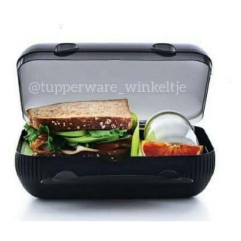 Nieuwe Tupperware Zwarte Snack Pack Broodtrommel lunch doos