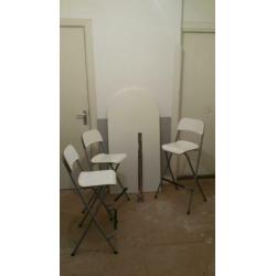 Ikea barkruk kruk Franklin (3x) + bartafel wit