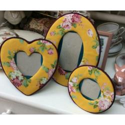 3 stoffen fotolijstjes/shabby/Brocante
