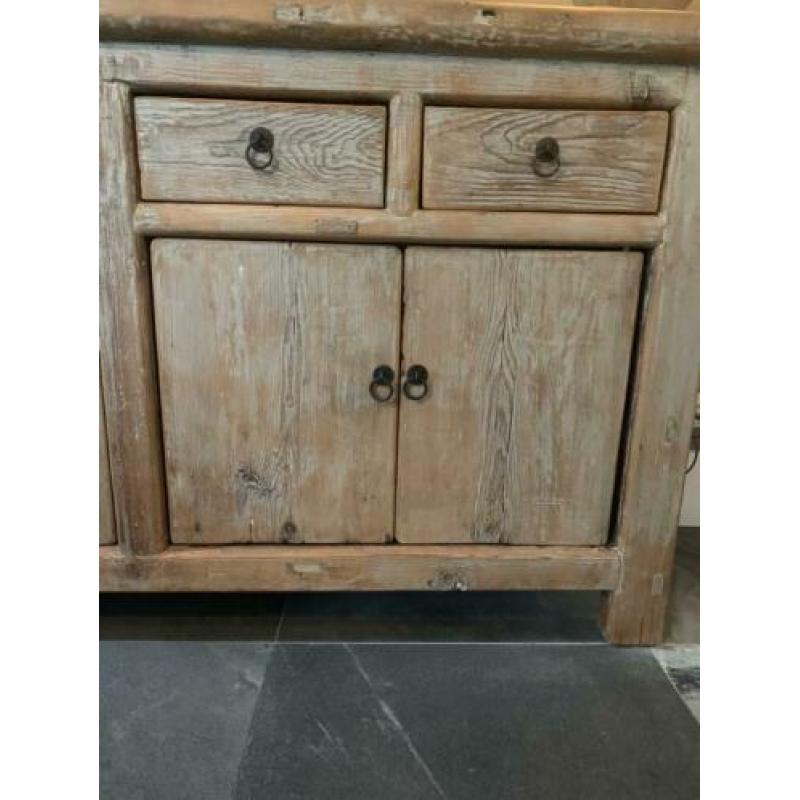 Dressoir massief teakhout greywash