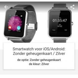 Smartwatch zilver voor Android/IOS. Zonder geheugenkaart.