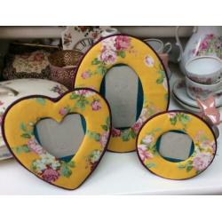 3 stoffen fotolijstjes/shabby/Brocante