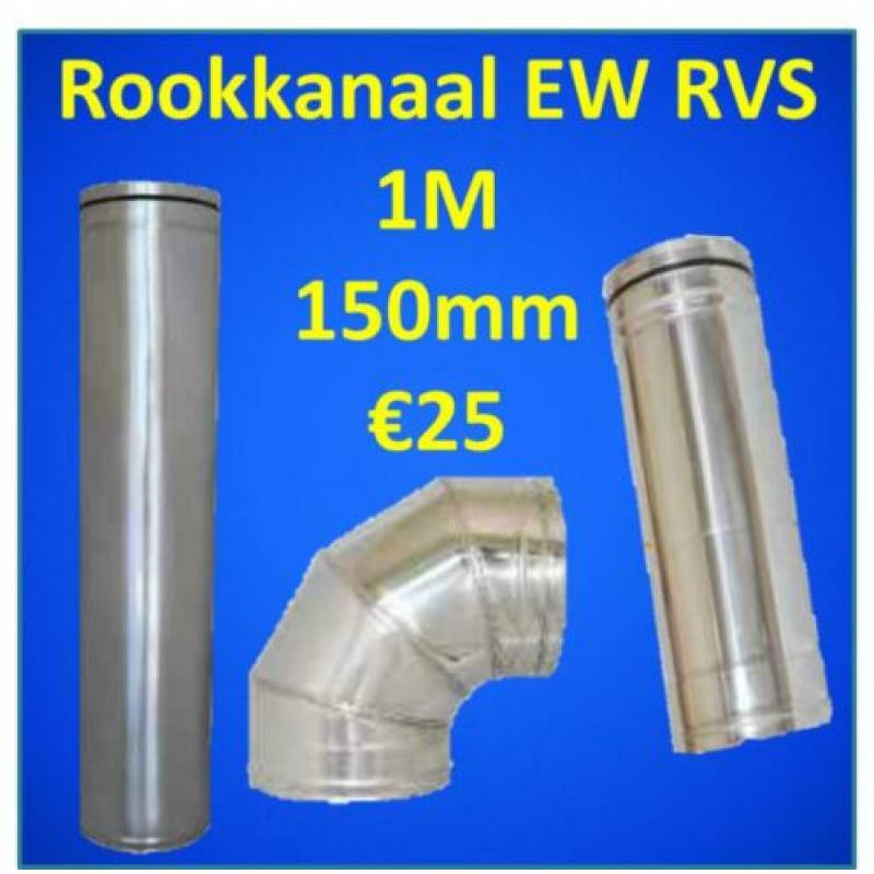 Kachelpijp / Rookkanaal RVS lengte 100 cm Ø150 mm