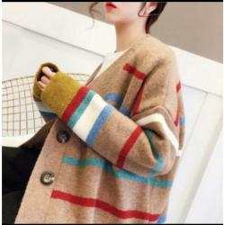 Rainbow stripes ladies cardigan