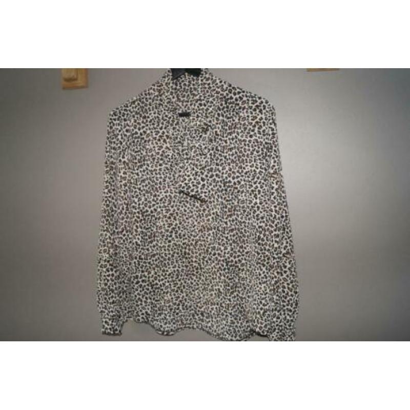 Blousson met strik, tijgerprint, maat XL