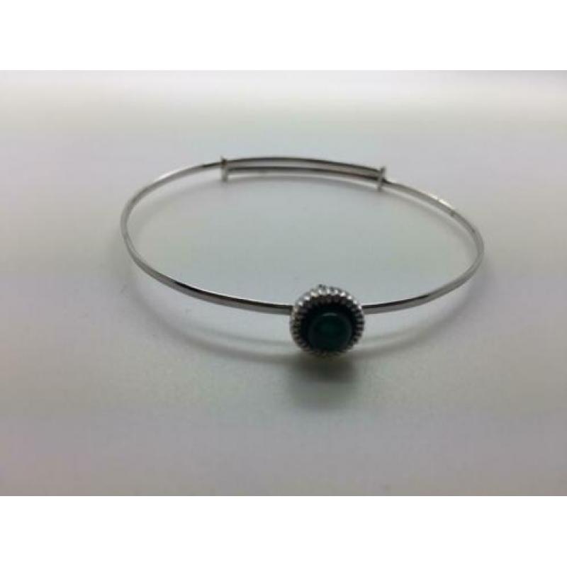 H157 Prachtige zilveren armband met jade