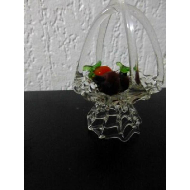 gedraaid glas miniaturen Zeilboot Ooievaar fruitmand vleugel