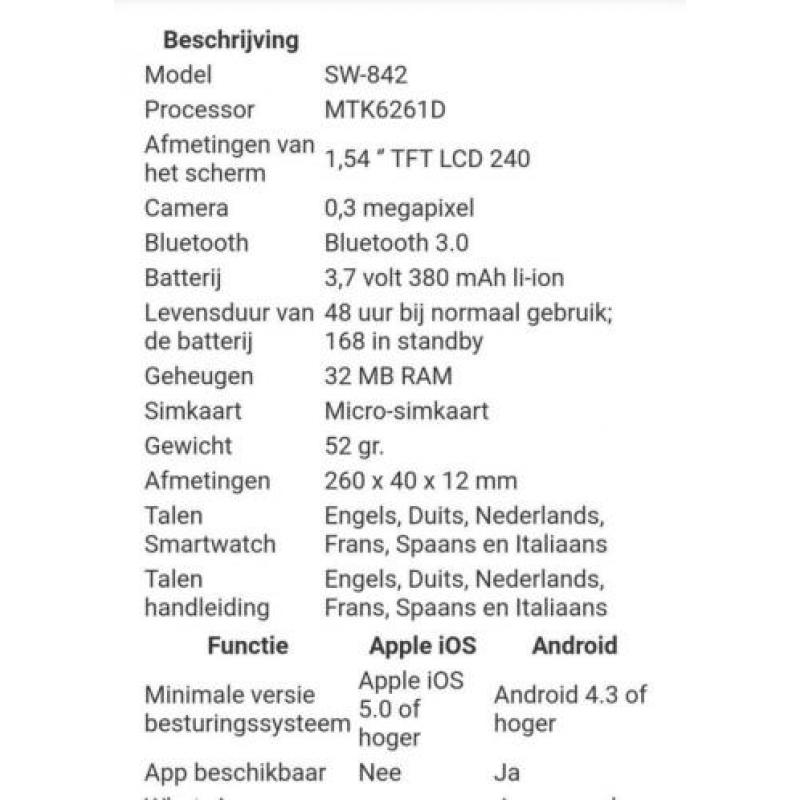 Smartwatch zilver voor Android/IOS. Zonder geheugenkaart.