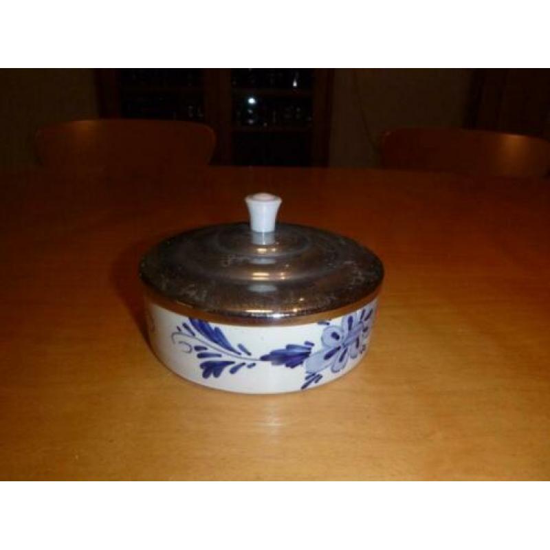 Vintage bakje met deksel, Delfts blauw, 11 cm diameter
