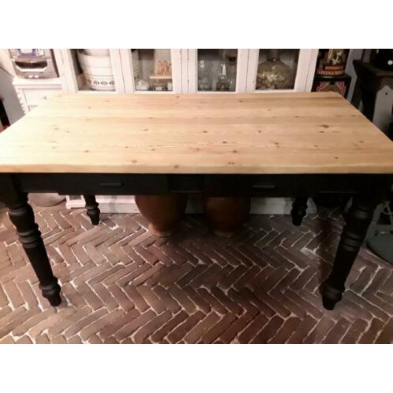 Brocante Eettafel/Sidetable/Tafel/Kaptafel