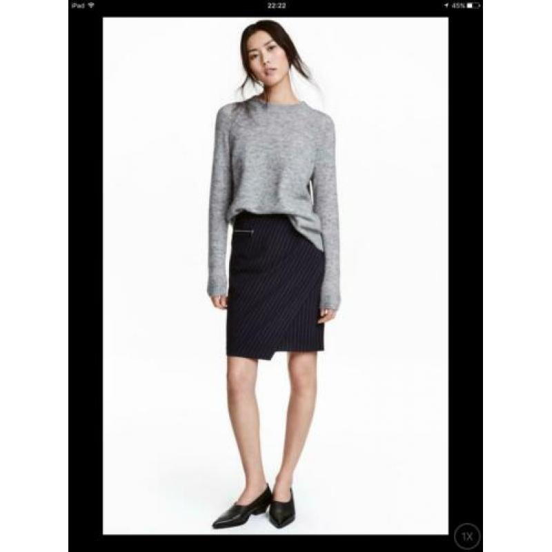 Krijtstreep kokerrok stretch blauw maat 36 NIEUW
