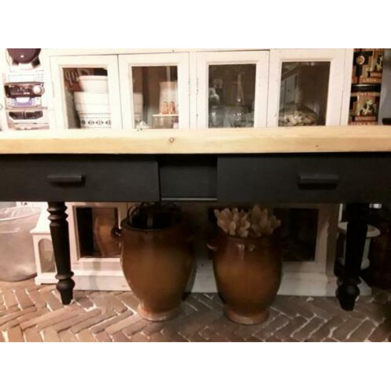 Brocante Eettafel/Sidetable/Tafel/Kaptafel