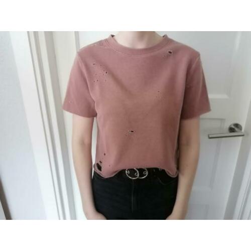 Oudroze crop top met gaten maat S van DIVIDED VAN H&M