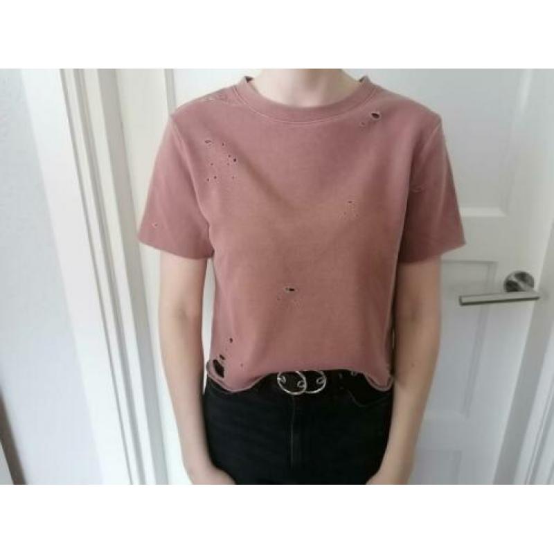 Oudroze crop top met gaten maat S van DIVIDED VAN H&M