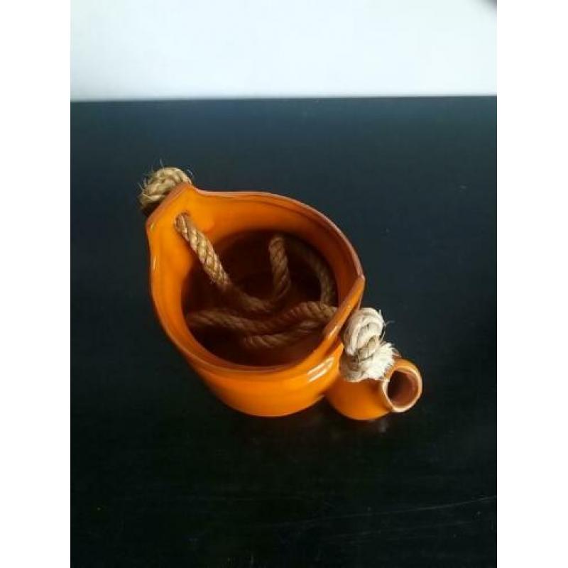 Hangplant bloempot -vintage fatlava keramiek oranje