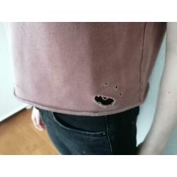 Oudroze crop top met gaten maat S van DIVIDED VAN H&M
