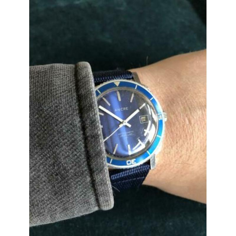 Ancre SeaWatch vintage horloge Duiker Diver Uniek Blauw