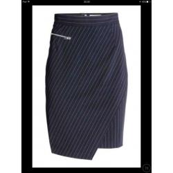Krijtstreep kokerrok stretch blauw maat 36 NIEUW