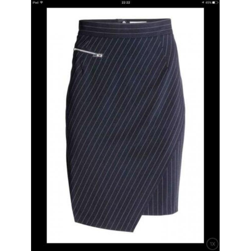 Krijtstreep kokerrok stretch blauw maat 36 NIEUW