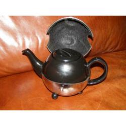 Bredemeijer Theepot Zwart Cosy met RVS buiten mantel