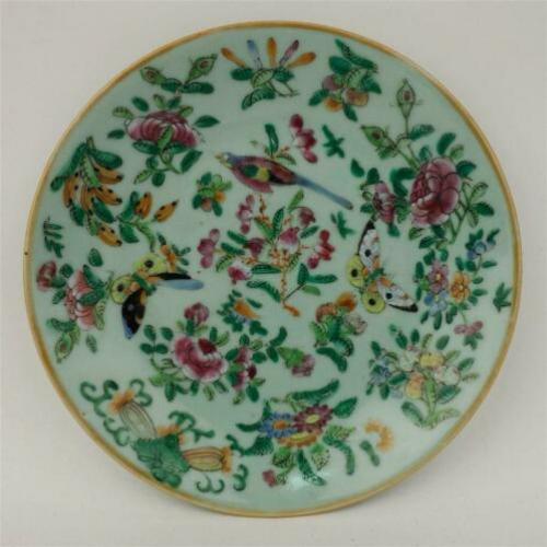 Chinees celadon bord met famille rose versiering (2)