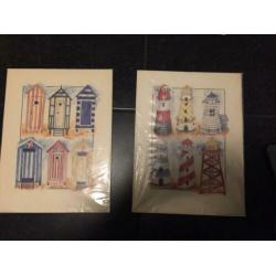 2 Artline prenten vuurtoren strandhuisjes