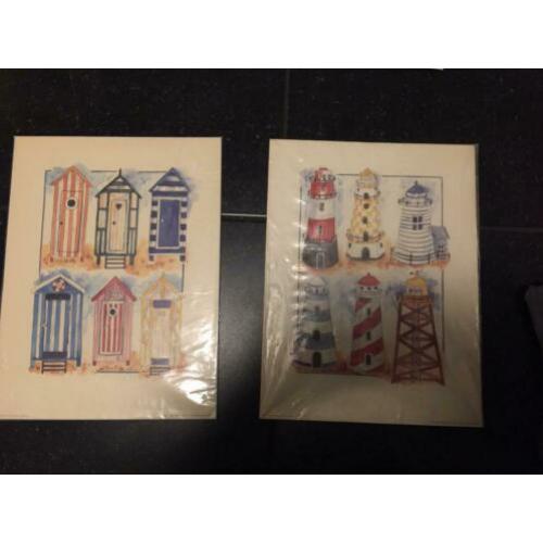 2 Artline prenten vuurtoren strandhuisjes