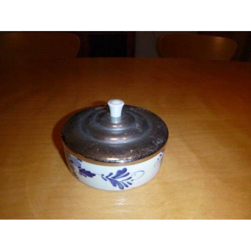 Vintage bakje met deksel, Delfts blauw, 11 cm diameter