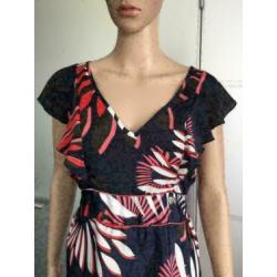 B879 DEPT: Blauw/rood/wit jurkje jurk Maat XS=34