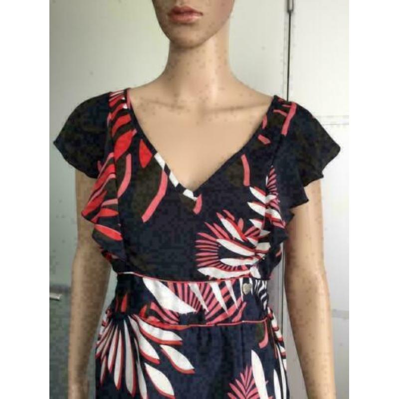 B879 DEPT: Blauw/rood/wit jurkje jurk Maat XS=34