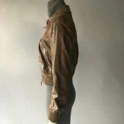 René Lezard, ZGAN, goudkleurige, leren jas, maat 38