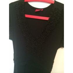Zwarte tricot feest jurk avondjurk LIV met ruches maat XL