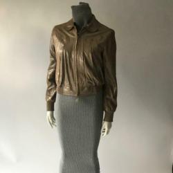 René Lezard, ZGAN, goudkleurige, leren jas, maat 38