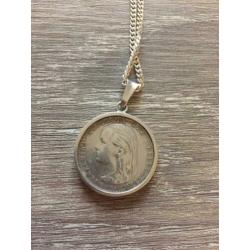 Zilveren gulden hanger met ketting