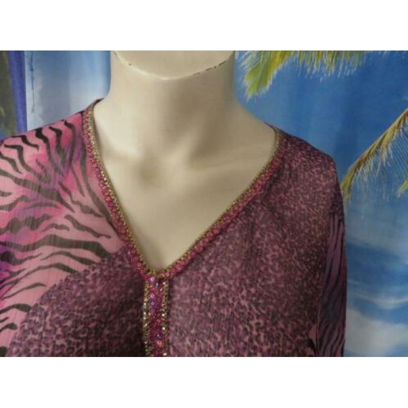 paars roze halfdoorzichtige tuniek open zijkant one size
