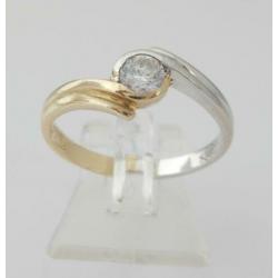 14k Gouden Bicolor Dames Ring wit en geel goud M17.25