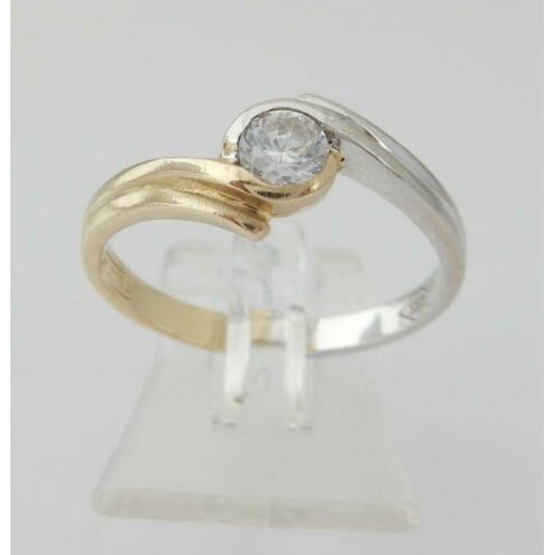 14k Gouden Bicolor Dames Ring wit en geel goud M17.25