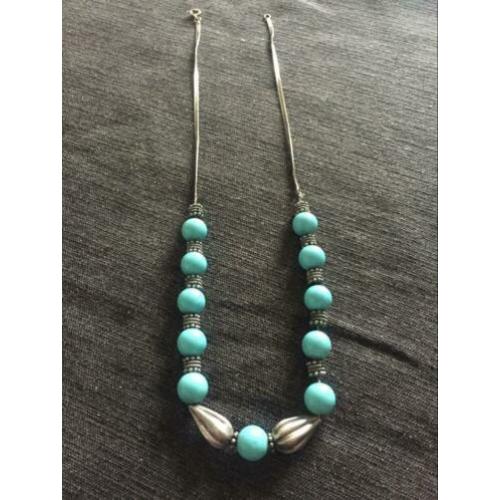 Zilver Ketting met blauwe stenen,Vintage