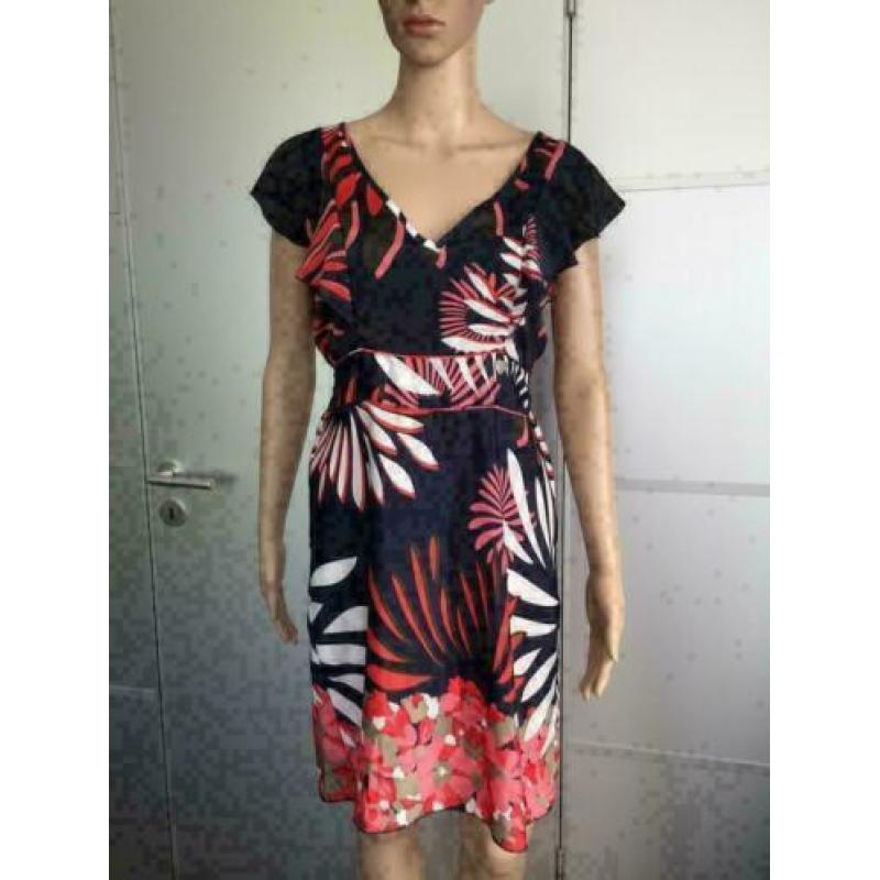 B879 DEPT: Blauw/rood/wit jurkje jurk Maat XS=34