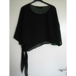 Zwarte voile laagjesmode blouse ALMA MATER one size Snazzeys
