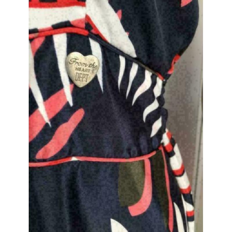 B879 DEPT: Blauw/rood/wit jurkje jurk Maat XS=34