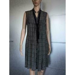 D306 EXPRESSO MAAT 42=L zwart/wit jurk jurkje tuniek vest