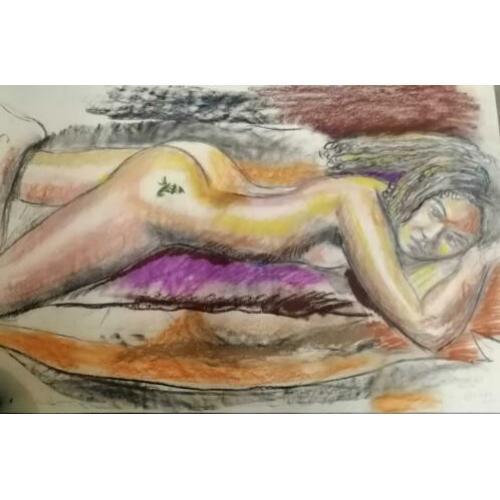 Prachtige krijt tekening Gijs Donker after nature naakt 2002
