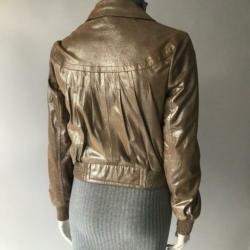 René Lezard, ZGAN, goudkleurige, leren jas, maat 38