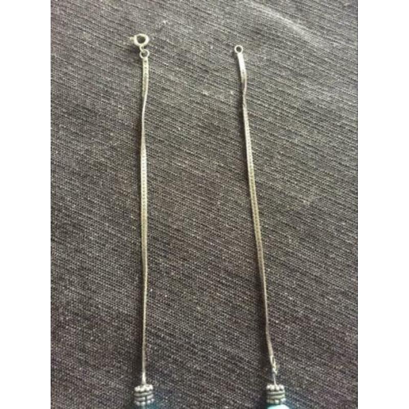 Zilver Ketting met blauwe stenen,Vintage