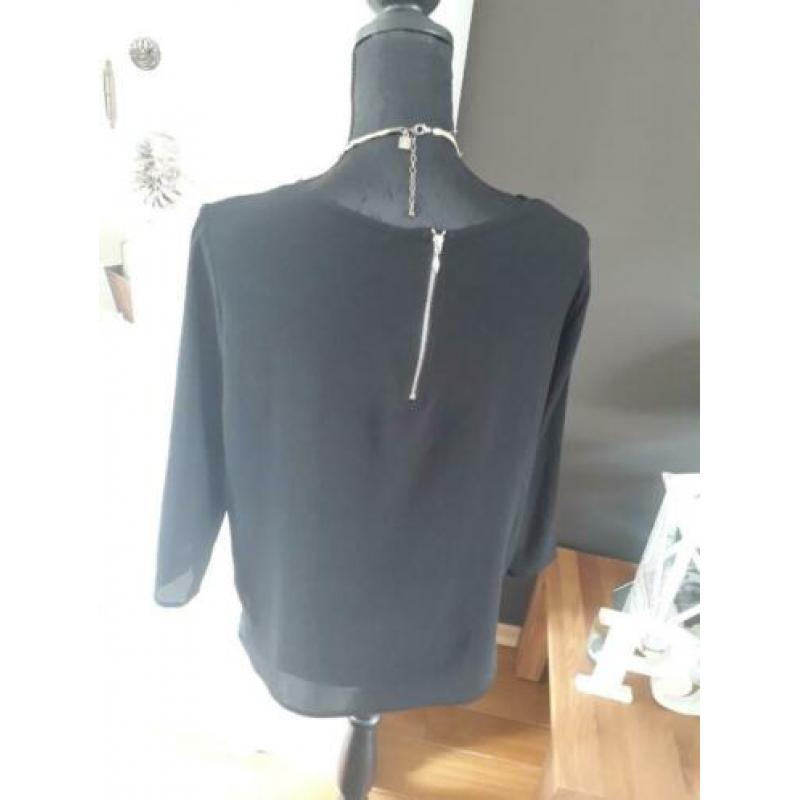 Nieuw mooie zwarte voile blouse met biesje maat 40 M ONLY