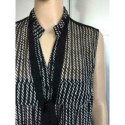 D306 EXPRESSO MAAT 42=L zwart/wit jurk jurkje tuniek vest