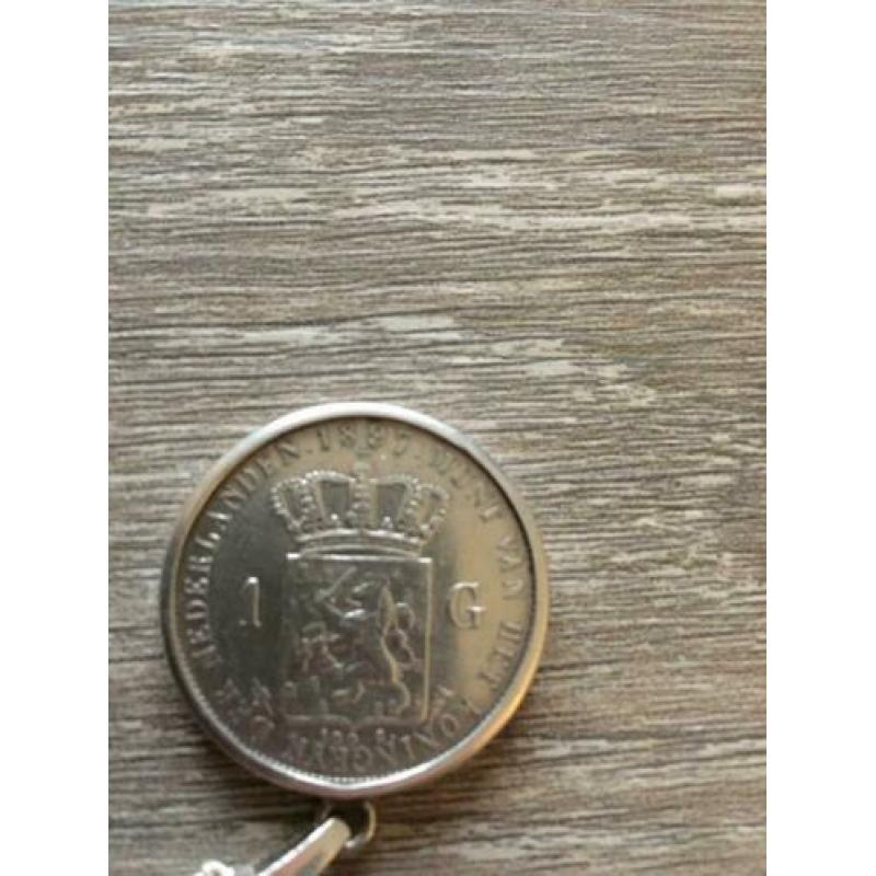 Zilveren gulden hanger met ketting