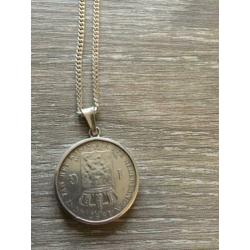 Zilveren gulden hanger met ketting
